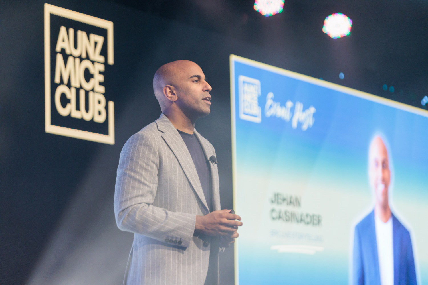 Jehan Casinader speaking at the AUNZ MICE Club Sydney event